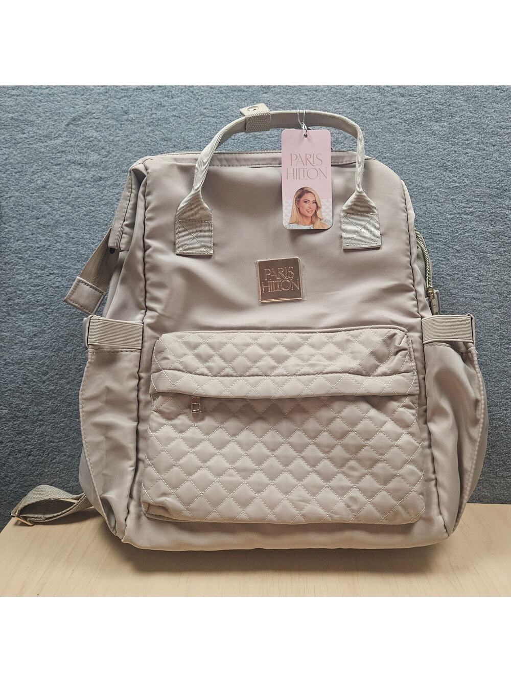 NWT Paris Hilton Quilted Travel Up to 14" Laptop Bag Backpack & Luggage Straps